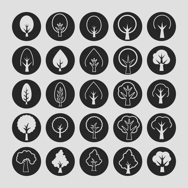 Árboles iconos — Vector de stock