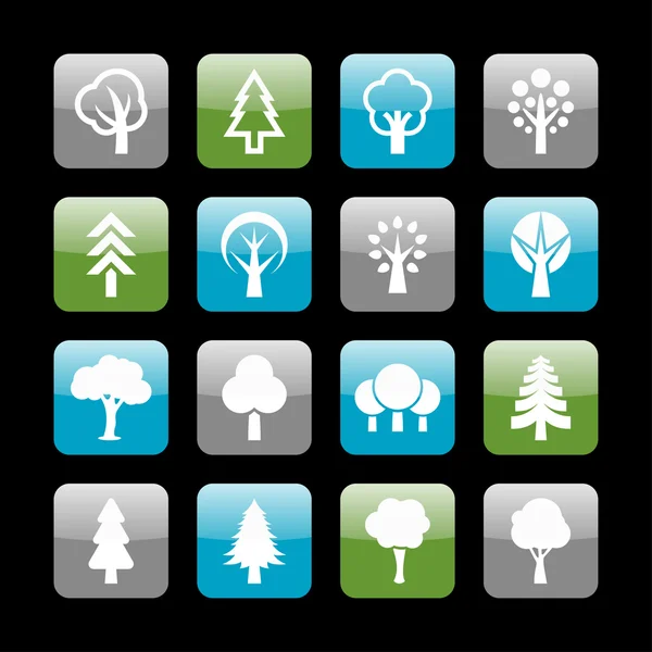 Icone degli alberi — Vettoriale Stock