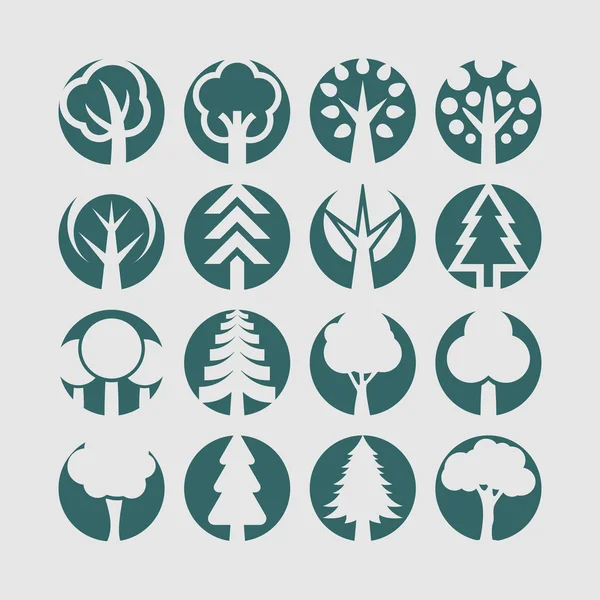 Iconos de árboles — Vector de stock