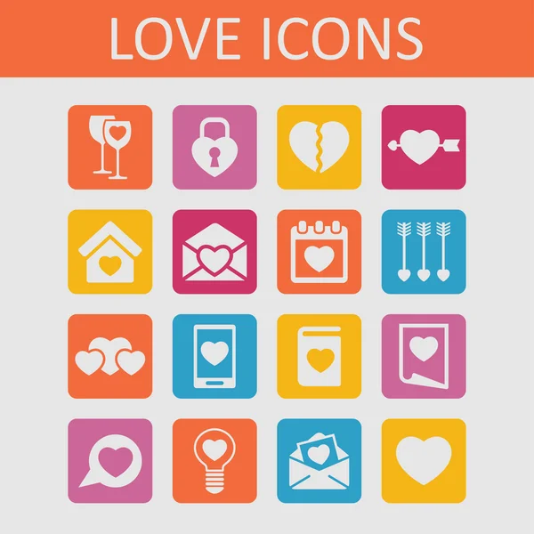 Iconos de amor — Vector de stock