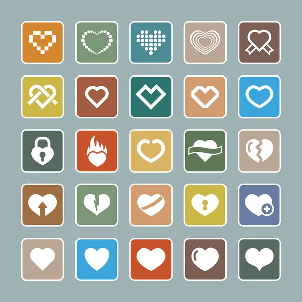 Icone del cuore — Vettoriale Stock