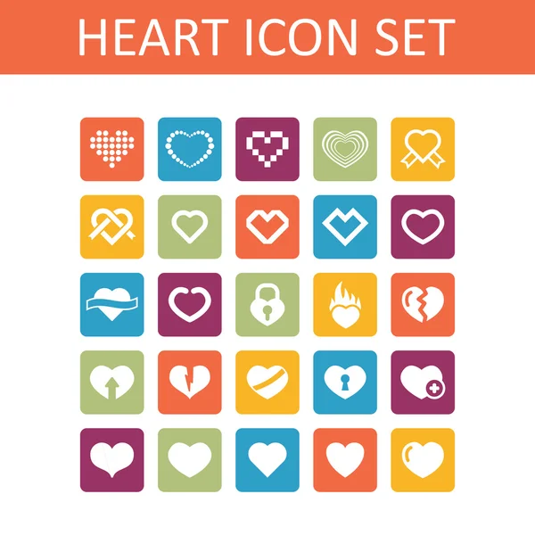 Icone del cuore — Vettoriale Stock