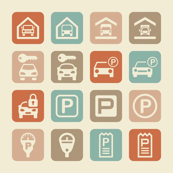 Ícones de estacionamento — Vetor de Stock