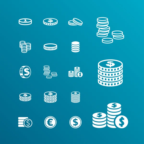 Ícones de moedas — Vetor de Stock