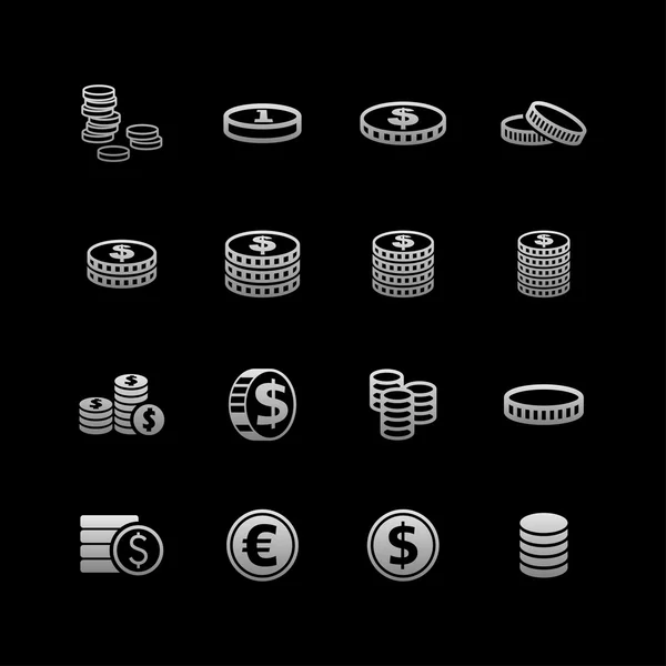 Ícones de moedas — Vetor de Stock