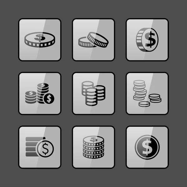 Icone della moneta — Vettoriale Stock