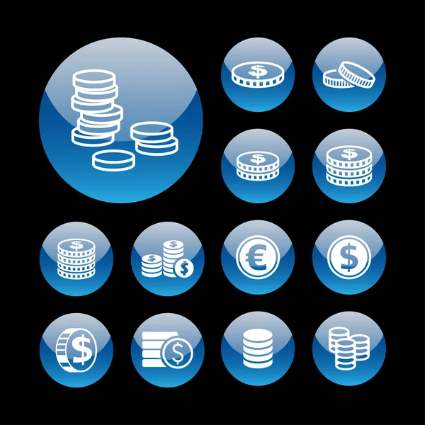 Ícones de moedas — Vetor de Stock