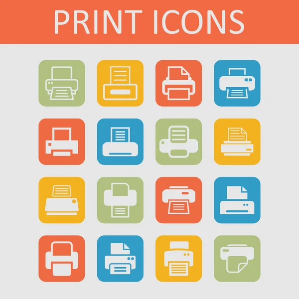 Iconos de impresión — Vector de stock