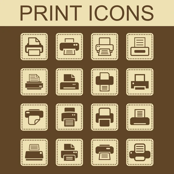 Iconos de impresión — Vector de stock