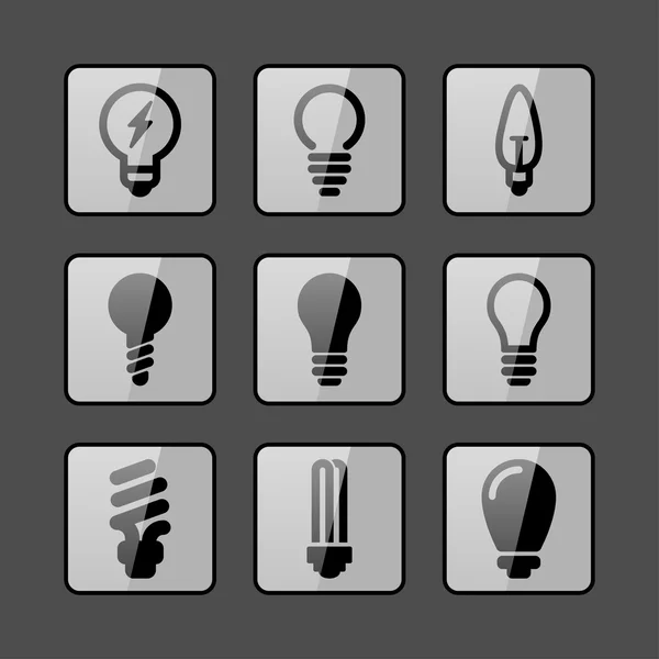 Ícones de lâmpada — Vetor de Stock