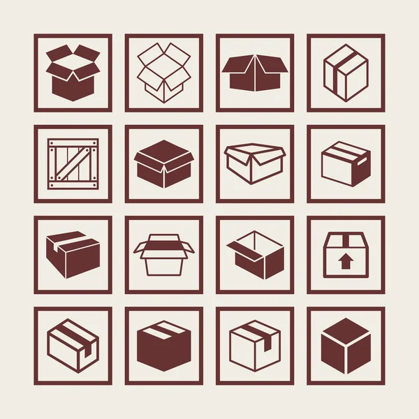 Iconos de caja — Vector de stock