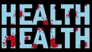 Arka planda Coronavirüs animasyonu olan 2D Sağlıklı Metin