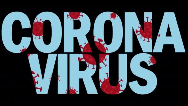 CORONAVIRUS 2D Tekst z animacją koronawirusową w tle — Wideo stockowe