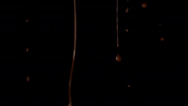 Slowmo Melted Chocolate Dripping on a Black Background — Stock Video