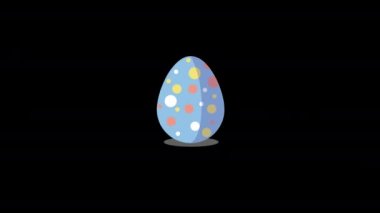 Beautiful Easter Animation Jumping Blue Egg with alpha channel
