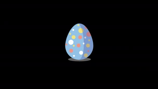 Beautiful Easter Animation Jumping Blue Egg with alpha channel Royalty Free Stock Video