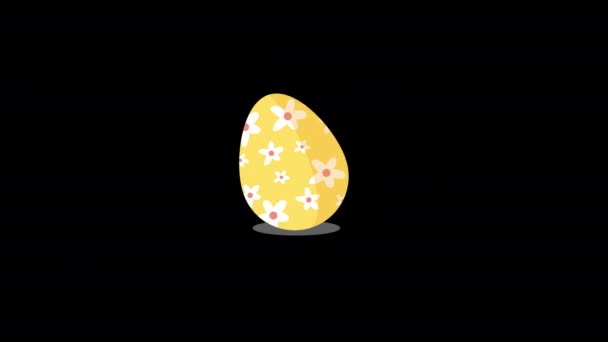 Όμορφο πασχαλινό animation wagging κίτρινο αυγό με κανάλι άλφα — Αρχείο Βίντεο