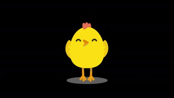美丽的可爱和快乐的复活节小鸡，跳跃阿尔法频道 — 图库视频影像