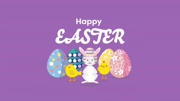 Beautiful Easter Background, Cute Easter Symbols — Stock Video