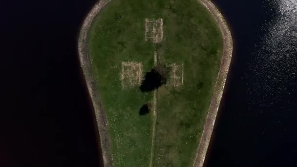 Hermosa vista aérea del árbol en la isla, levántate movimiento — Vídeos de Stock