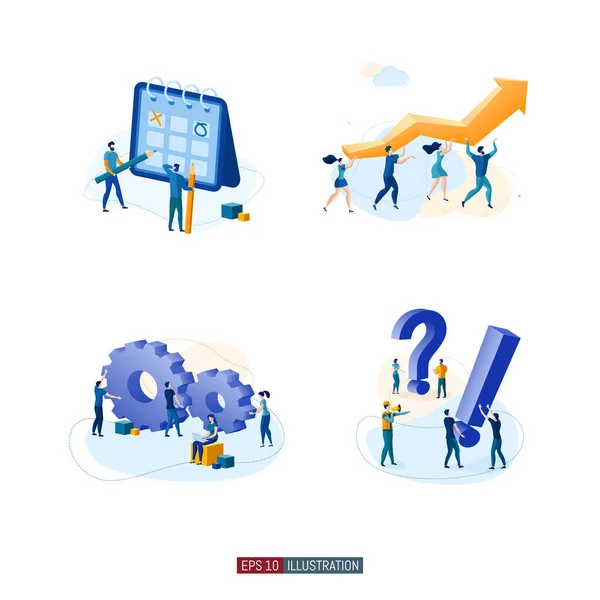 Ensemble Illustration Plat Tendance Concept Métaphore Travail Équipe Les Employés — Image vectorielle