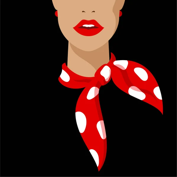 Fondo Abstracto Moda Cabeza Una Mujer Con Una Bufanda Roja — Vector de stock