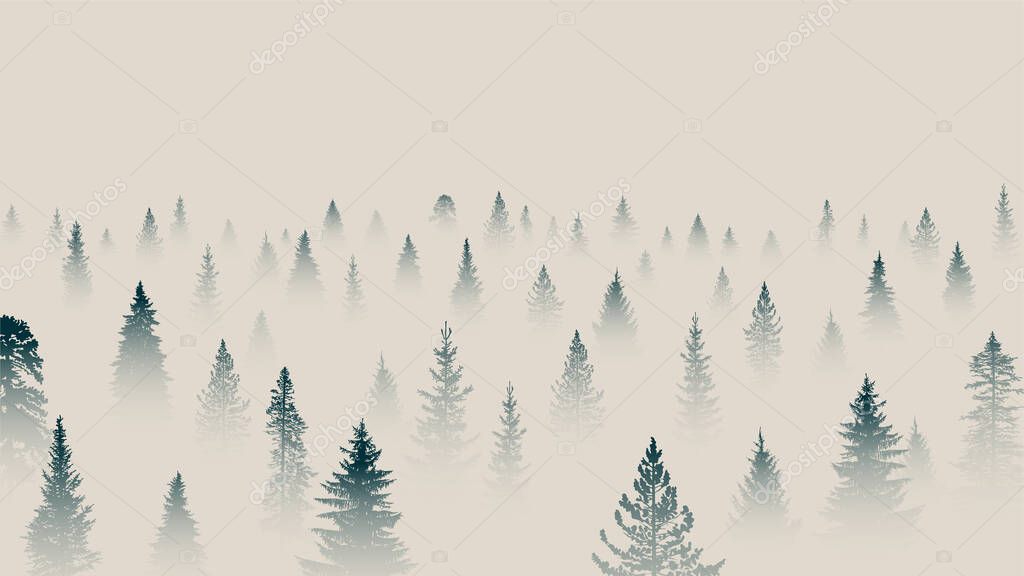 Abstract background. Forest wilderness landscape. Template for your design works. Hand drawn illustration.