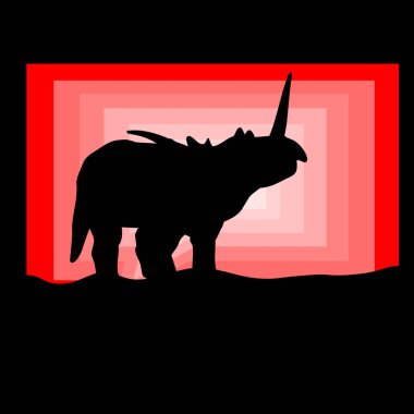 Resimli gergedan silueti .