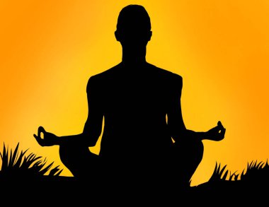Meditasyon yapan kadınların resimli silueti  . 
