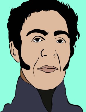 Simon Bolivar 'ın Sky Blie arkaplanındaki illüstrasyon resmi.