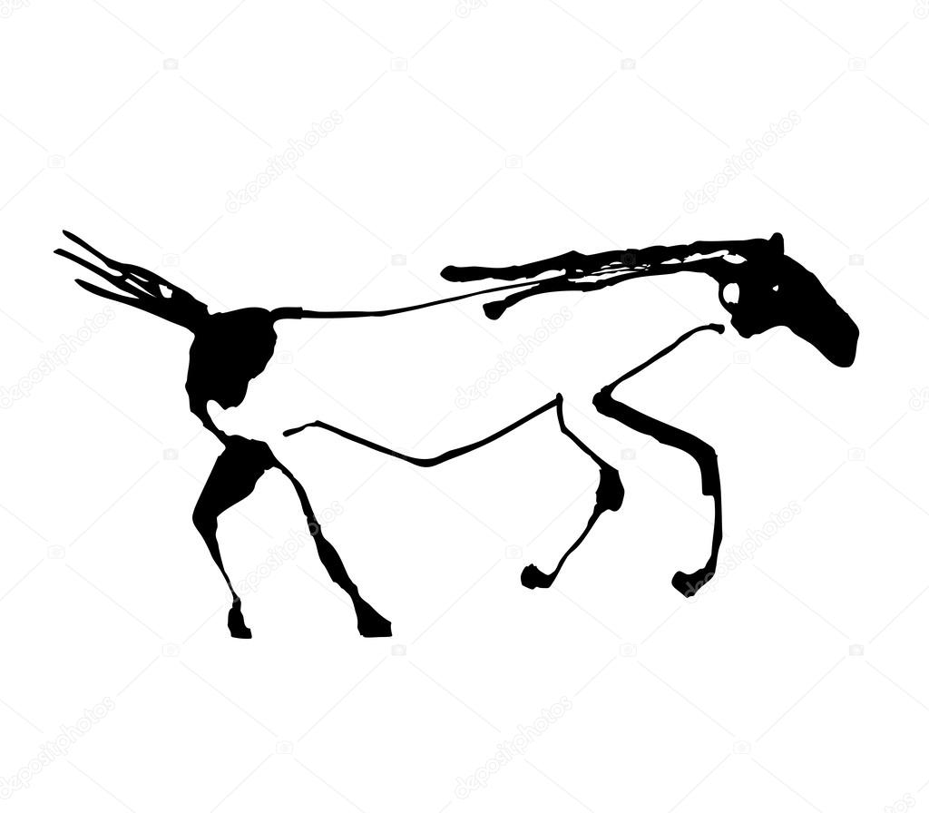 Horse like primeval cave paintings. Vector illustration