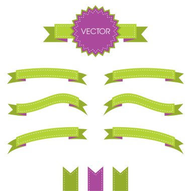 Dekoratif kurdeleler scrapbooking stil dikişleri ile