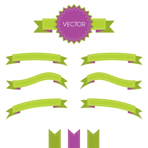 Decorative ribbons scrapbooking style with seams — Stock Vector