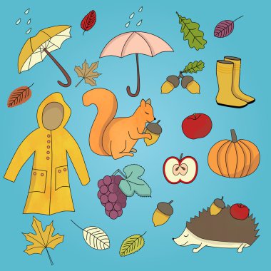 Sonbahar sezonu elle çizilmiş şekil ayarla