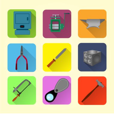 Kuyumcu araçlar düz Icon set
