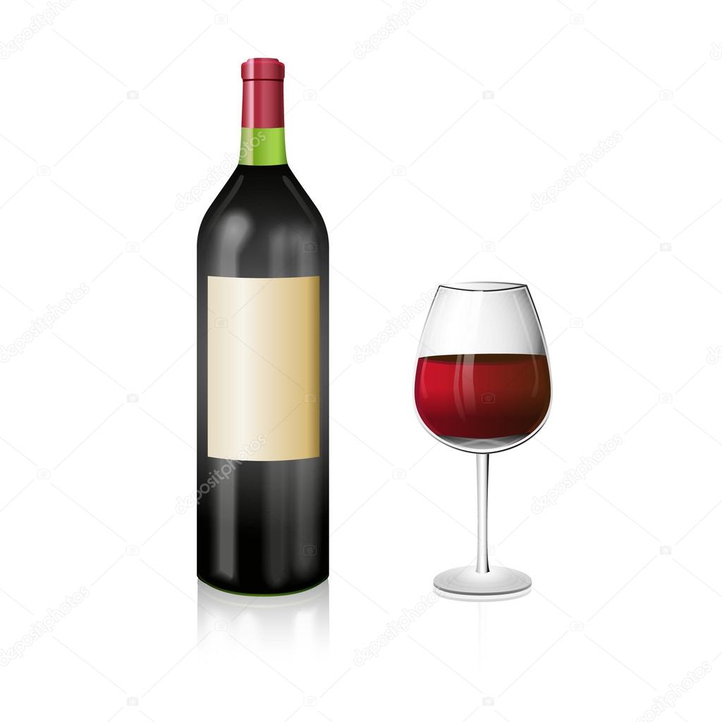 A Bottle Of Red Wine With And Elegant Wineglass Realistic Vecto Stock Vector C Omoreau 89098042