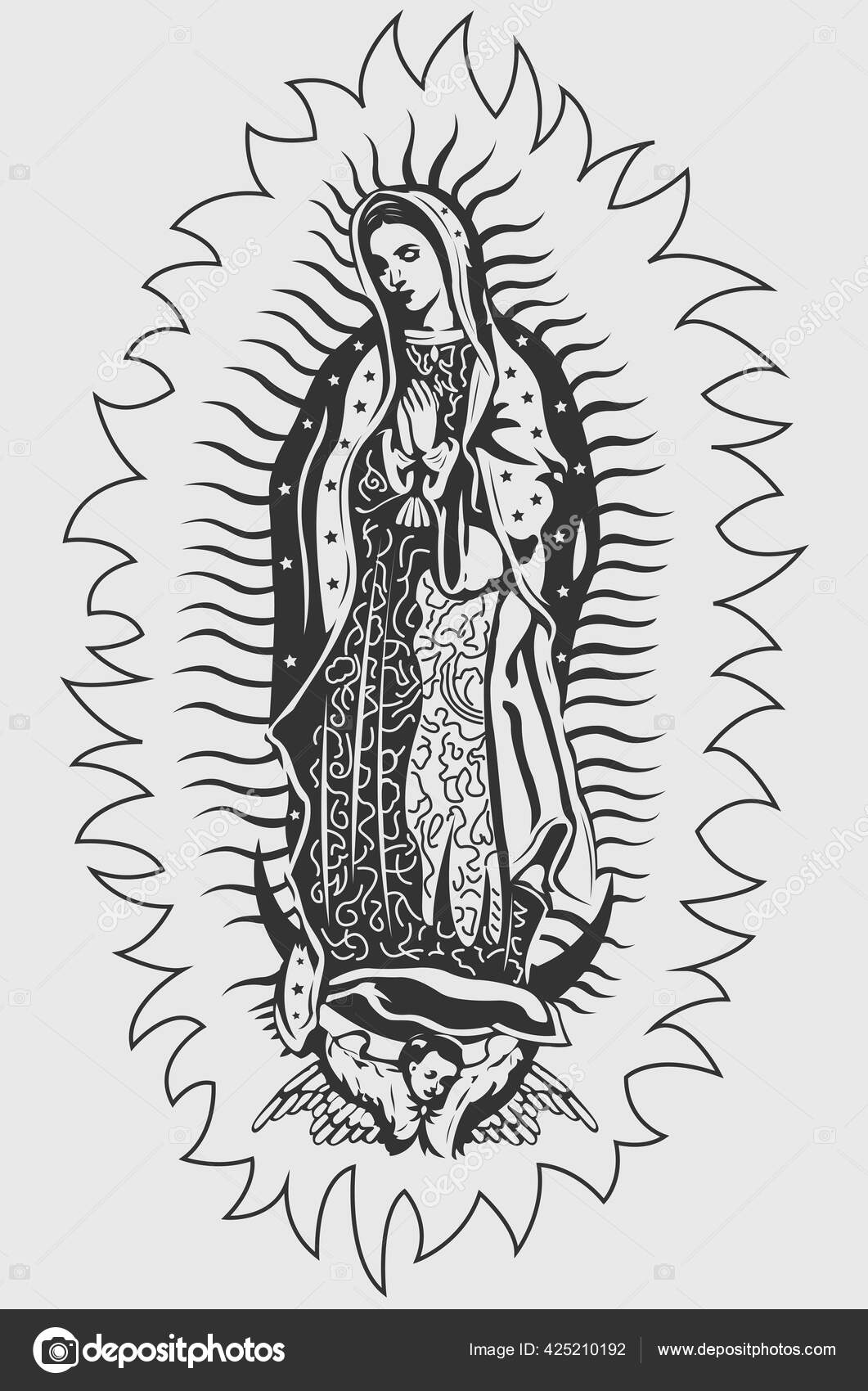 Virgin Guadalupe Mexican Virgen Guadalupe Vector Illustration Stock ...