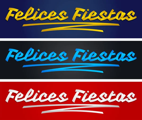 Felices Fiestas Felices Fiestas Texto Español Cinta Color Vector Tipográfico — Vector de stock