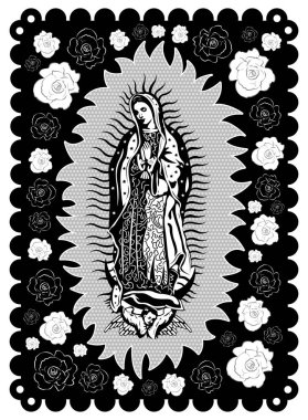Bakire Guadalupe poster stili illüstrasyon.