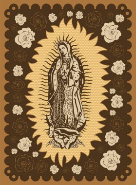 Bakire Guadalupe poster stili illüstrasyon.