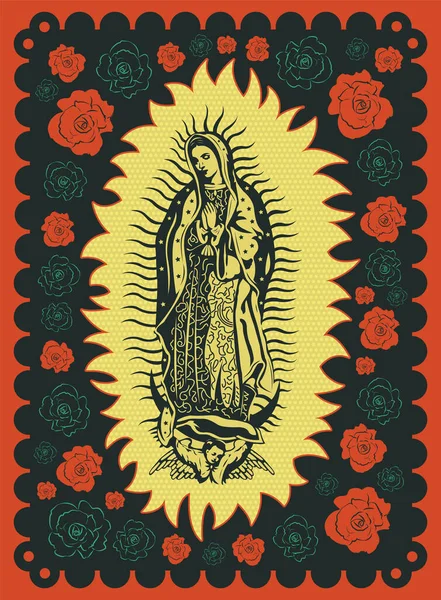 Virgen Guadalupe Cartel Estilo Vector Ilustración — Vector de stock