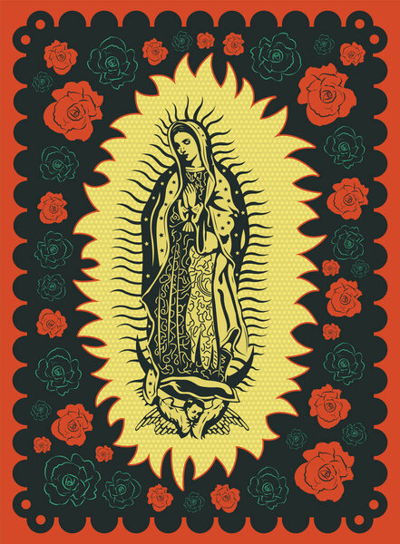 Virgin of Guadalupe poster style vector illustration.