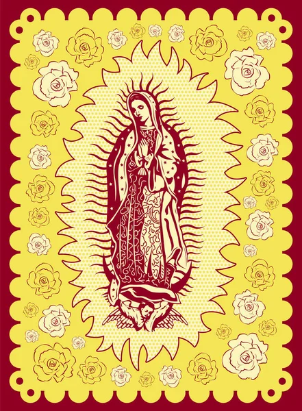 Jungfru Guadalupe Affisch Stil Vektor Illustration — Stock vektor
