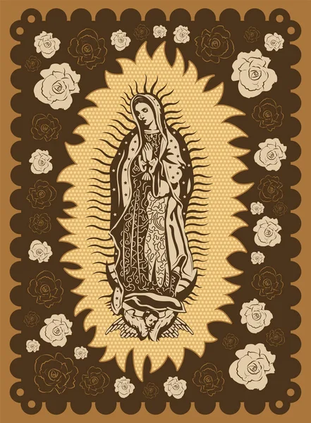 Ilustração Vetorial Estilo Pôster Virgem Guadalupe —  Vetores de Stock