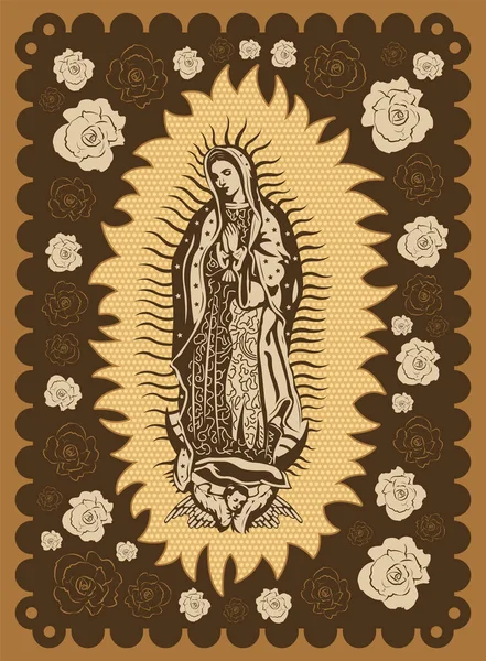 Bakire Guadalupe poster stili illüstrasyon.