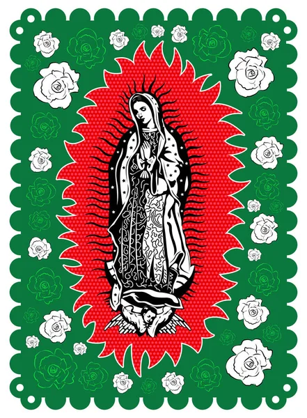 Bakire Guadalupe poster stili illüstrasyon.