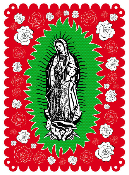 Virgin of Guadalupe poster style vector illustration.