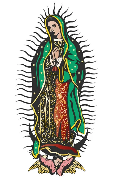 Jungfru Guadalupe Mexikanska Virgen Guadalupe Färg Vektor Illustration — Stock vektor