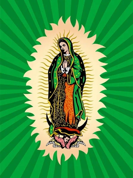 Guadalupe Szűz Mexikói Virgen Guadalupe Vektor Összetétele — Stock Vector