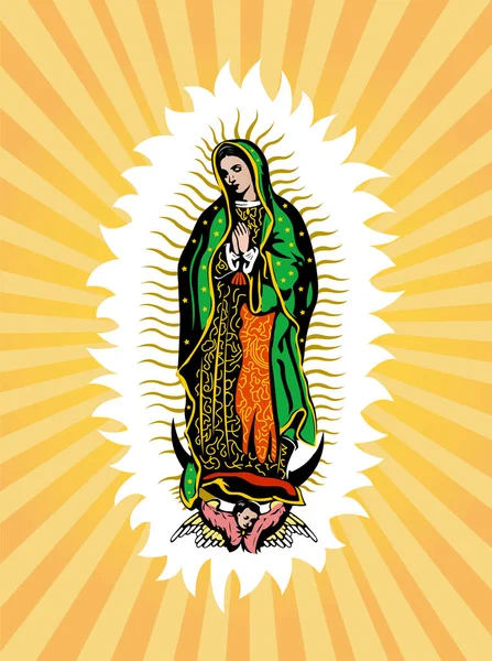 Guadalupe Szűz Mexikói Virgen Guadalupe Vektor Összetétele — Stock Vector